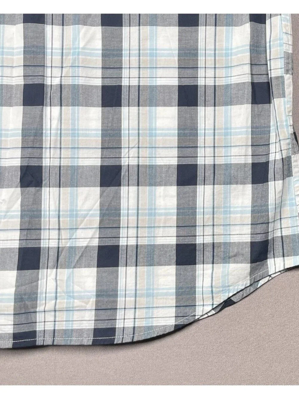 NWT Banana Republic Cotton Untucked Blue Plaid Button Up Shirt - Men Size Medium
